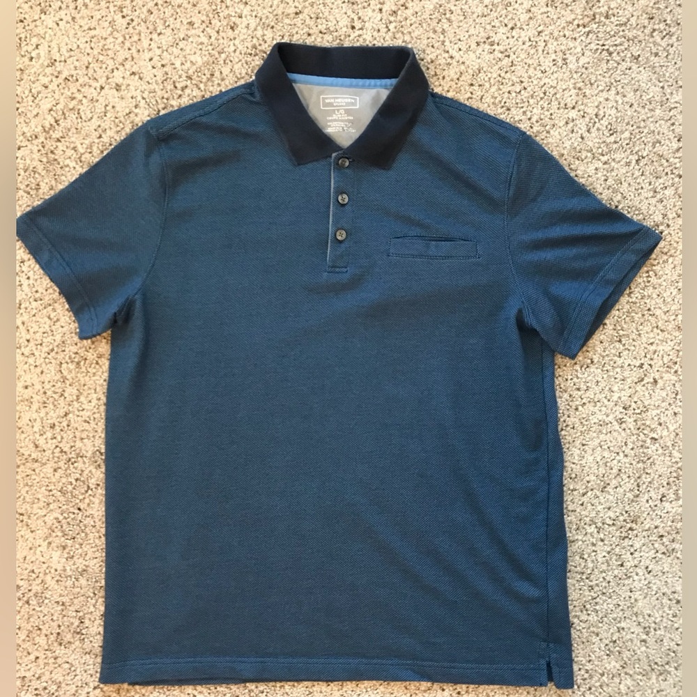 Van Heusen polo. Blue. Size large, slim fit.